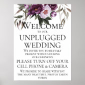 Paarse Plum Peonies Unplugged Wedding Ceremony Poster (Voorkant)