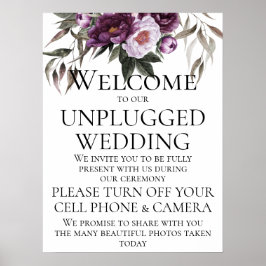 Paarse Plum Peonies Unplugged Wedding Ceremony Poster