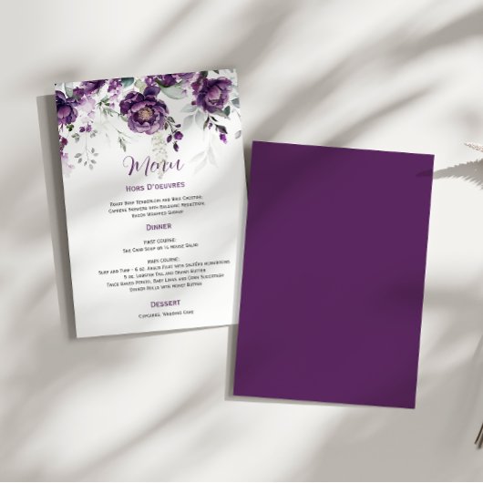 Paarse Plum Peonies Wedding Menu