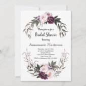 Paarse Plum Pink Peonies krans Vrijgezellenfeest Kaart (Voorkant)