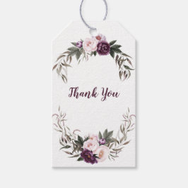 Paarse Plum Pink Pioenrozen Dank u | Cadeaulabel