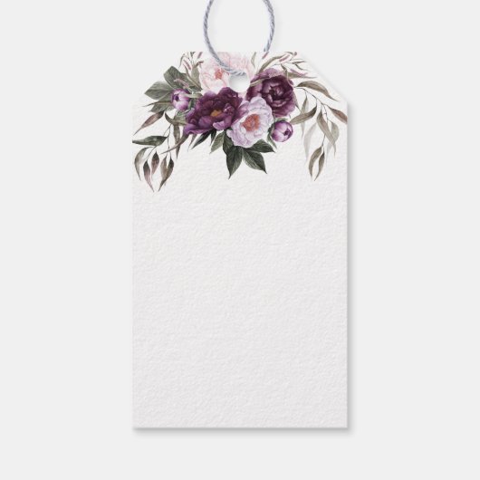 Paarse Plum Pink Pioenrozen Dank u | Cadeaulabel (Achterkant)