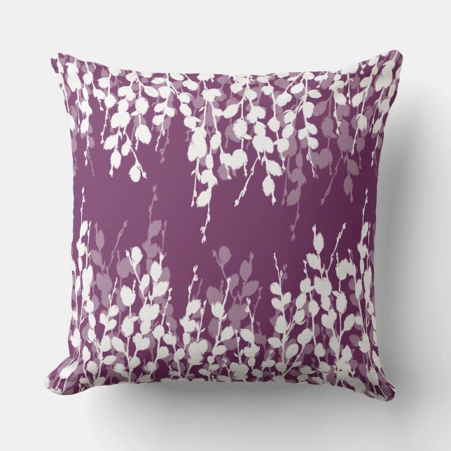 Paarse Plum Pussywillow Kussen (Voorkant)