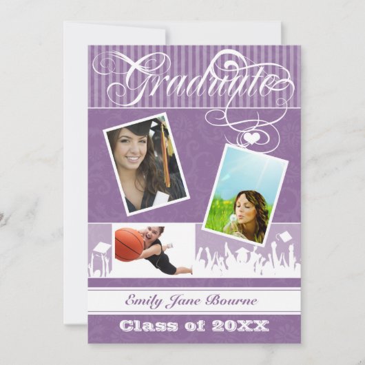 Paarse plum Senior Afbeelding Klasse Aankondiging (Voorkant)