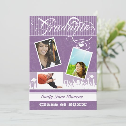 Paarse plum Senior Afbeelding Klasse Aankondiging (Staand voorkant)