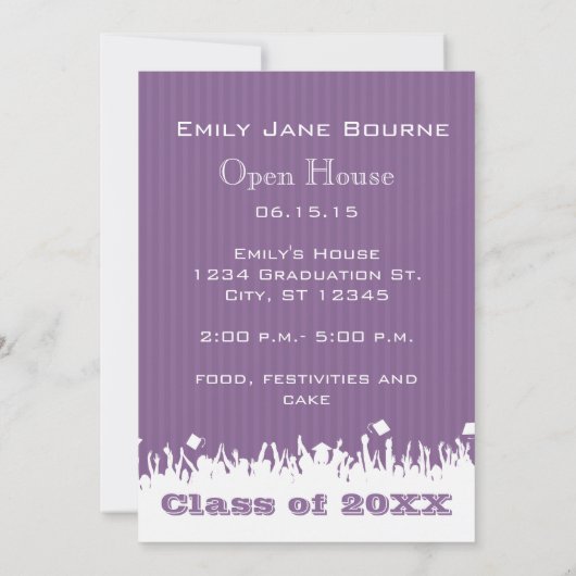 Paarse plum Senior Afbeelding Klasse Aankondiging (Achterkant)