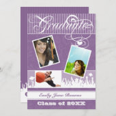 Paarse plum Senior Afbeelding Klasse Aankondiging (Voorkant / Achterkant)