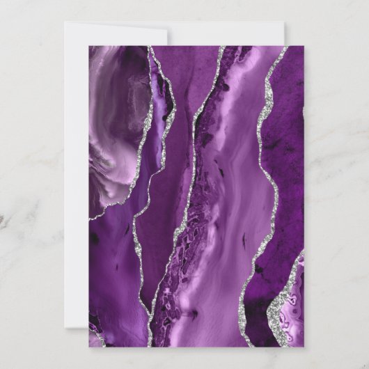 Paarse Plum Silver Agate Quinceañera Kaart (Achterkant)