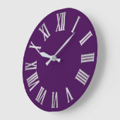 Paarse Plum Silver Metallic Grey Roman Numbers Grote Klok (Hoek)