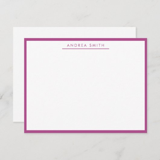 Paarse plum Simple Line Modern Stijlvol elegant Notitiekaartje (Voorkant / Achterkant)