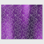 Paarse Plum Sparkly Laurel Silver Diamonds Cadeaupapier (Vlak)