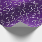 Paarse Plum Sparkly Laurel Silver Diamonds Cadeaupapier (Hoek)
