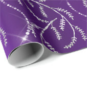 Paarse Plum Sparkly Laurel Silver Diamonds Cadeaupapier (Rol Hoek)