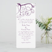 Paarse Plum Swirls Wedding Invitation Kaart (Staand voorkant)