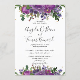 Paarse Plum Voilet Floral Greenery Wedding Kaart