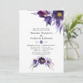 Paarse Plum Watercolor Bloemstuk Proefavondmaal Kaart (Staand voorkant)