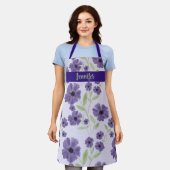 Paarse Plum Waterverf Floral Design Schort (Gedragen)