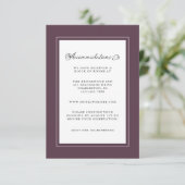 Paarse Plum Wedding Detail Modern Chic Borders Informatiekaartje (Staand voorkant)