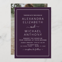 Paarse Plum Wedding met Fotouitnodiging