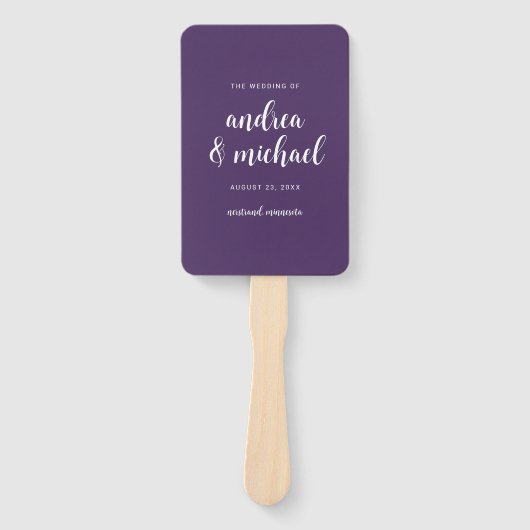 Paarse Plum Wedding Program Fans Handwaaier (Voorkant)