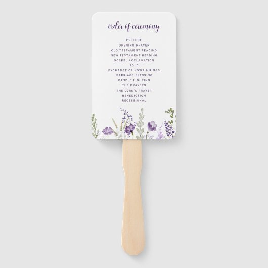 Paarse Plum Wedding Program Fans Handwaaier (Achterkant)