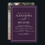 Paarse Plum Wedding Romantic Fotouitnodiging Kaart<br><div class="desc">Paarse Plum Wedding Spring- of Summer Photo on Back Wedding Invitations - bevat prachtige en elegante scripttypografie met een moderne,  eenvoudige en klassieke kleur voor de speciale huwelijksdag.</div>