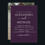 Paarse Plum Wedding Romantic Fotouitnodiging Kaart<br><div class="desc">Paarse Plum Wedding Spring- of Summer Photo on Back Wedding Invitations - bevat prachtige en elegante scripttypografie met een moderne,  eenvoudige en klassieke kleur voor de speciale huwelijksdag.</div>