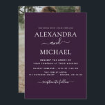 Paarse Plum Wedding Romantic Fotouitnodiging Kaart<br><div class="desc">Paarse Plum Wedding Spring- of Summer Photo on Back Wedding Invitations - bevat prachtige en elegante scripttypografie met een moderne,  eenvoudige en klassieke kleur voor de speciale huwelijksdag.</div>