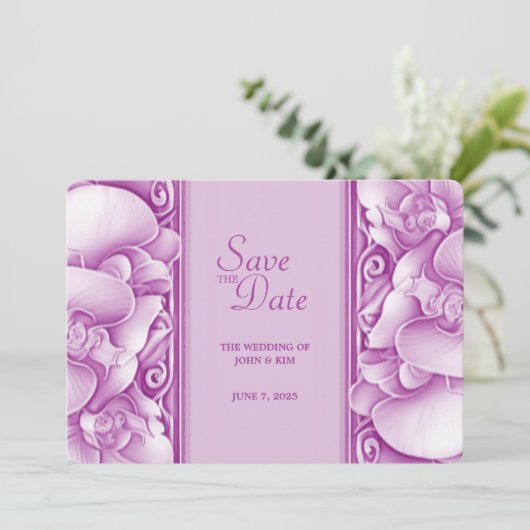Paarse Plum Wedding Save the Date Kaart (Staand voorkant)