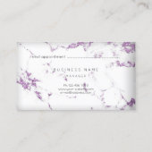 Paarse Plum White Grey Carrara Marble Benoeming Afsprakenkaartje (Achterkant)