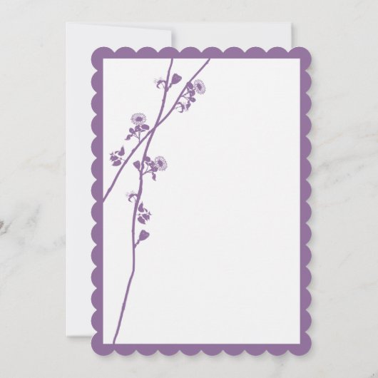 Paarse Plum Wild Flower Branch Wedding Invites Kaart (Achterkant)
