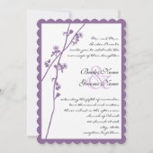 Paarse Plum Wild Flower Branch Wedding Invites Kaart (Voorkant)