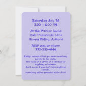 Paarse poedel meisjes verjaardag sample uitnodigin kaart (Achterkant)