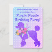 Paarse poedel meisjes verjaardag sample uitnodigin kaart (Voorkant)