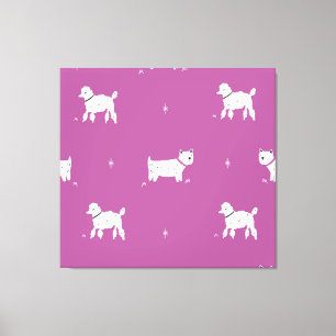Paarse poedel: monochroom retro patroon canvas afdruk