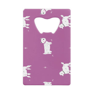 Paarse poedel: monochroom retro patroon creditkaart flessenopener