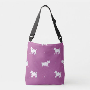 Paarse poedel: monochroom retro patroon crossbody tas