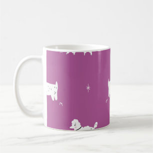 Paarse poedel: monochroom retro patroon koffiemok
