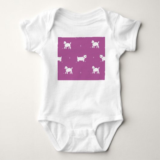 Paarse poedel: monochroom retro patroon romper (Voorkant)