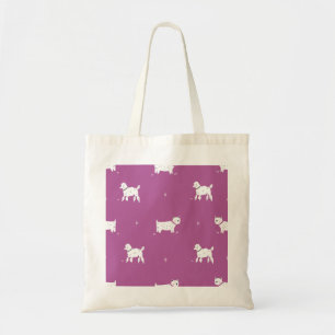 Paarse poedel: monochroom retro patroon tote bag