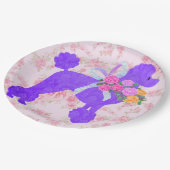 Paarse poedel partij benodigdheden papieren bordje (Gekanteld)