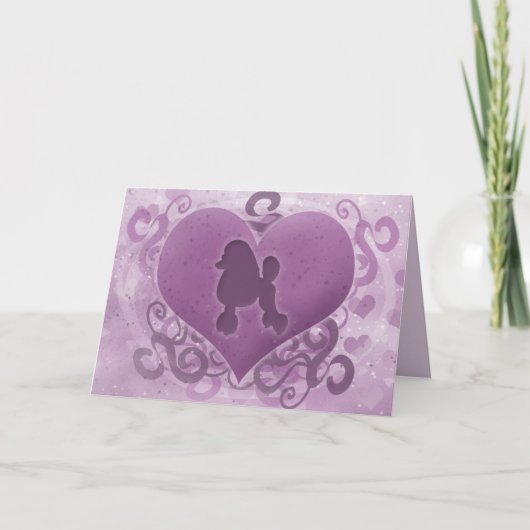 Paarse Poedel Valentijnsdag Kaart (Voorkant)