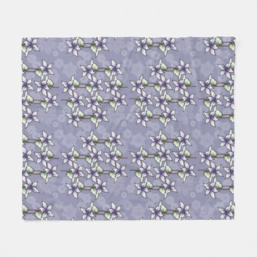 Paarse Poinsettias & Sneeuwvlokken Kerstwinter Fleece Deken (Voorkant (Horizontaal))