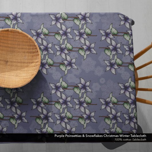 Paarse Poinsettias & Sneeuwvlokken Kerstwinter Tafelkleed