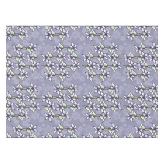 Paarse Poinsettias & Sneeuwvlokken Kerstwinter Tafelkleed (Voorkant (Horizontaal))