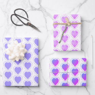 Paarse poka Dot Heart Abstracte speciale oever Inpakpapier Vel