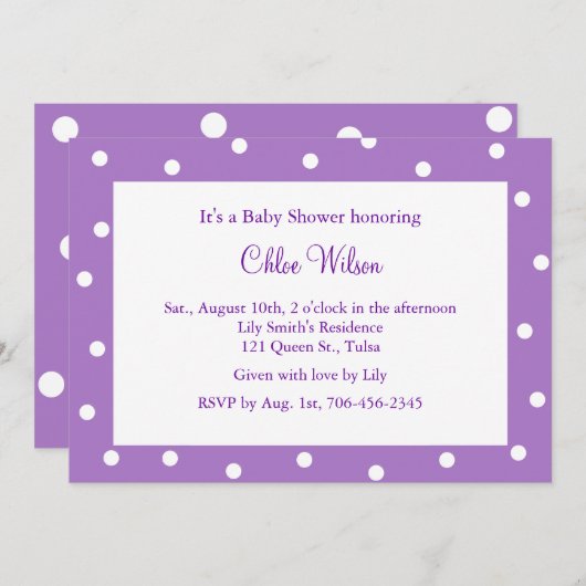  Paarse poka Dots Kaart (Voorkant / Achterkant)