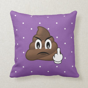 Paarse pokadots middelvinger poop Emoji Pillow Kussen