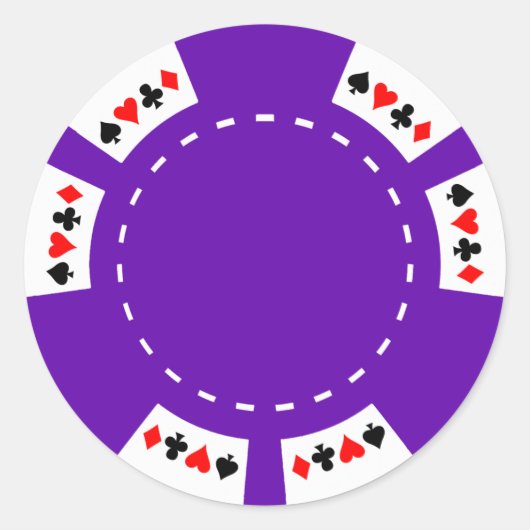 Paarse Poker en Gaming Chip Ronde Sticker (Voorkant)
