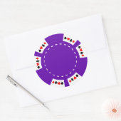 Paarse Poker en Gaming Chip Ronde Sticker (Envelop)